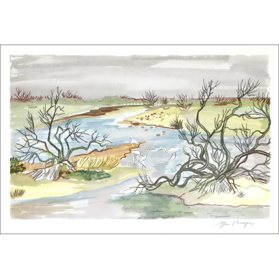 Achat Lithographie Originale Yves BRAYER  Vue de Provence Les Hérons