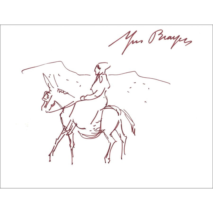 Yves Brayer - Promenade à dos d'âne (1982) - Dessin original signé