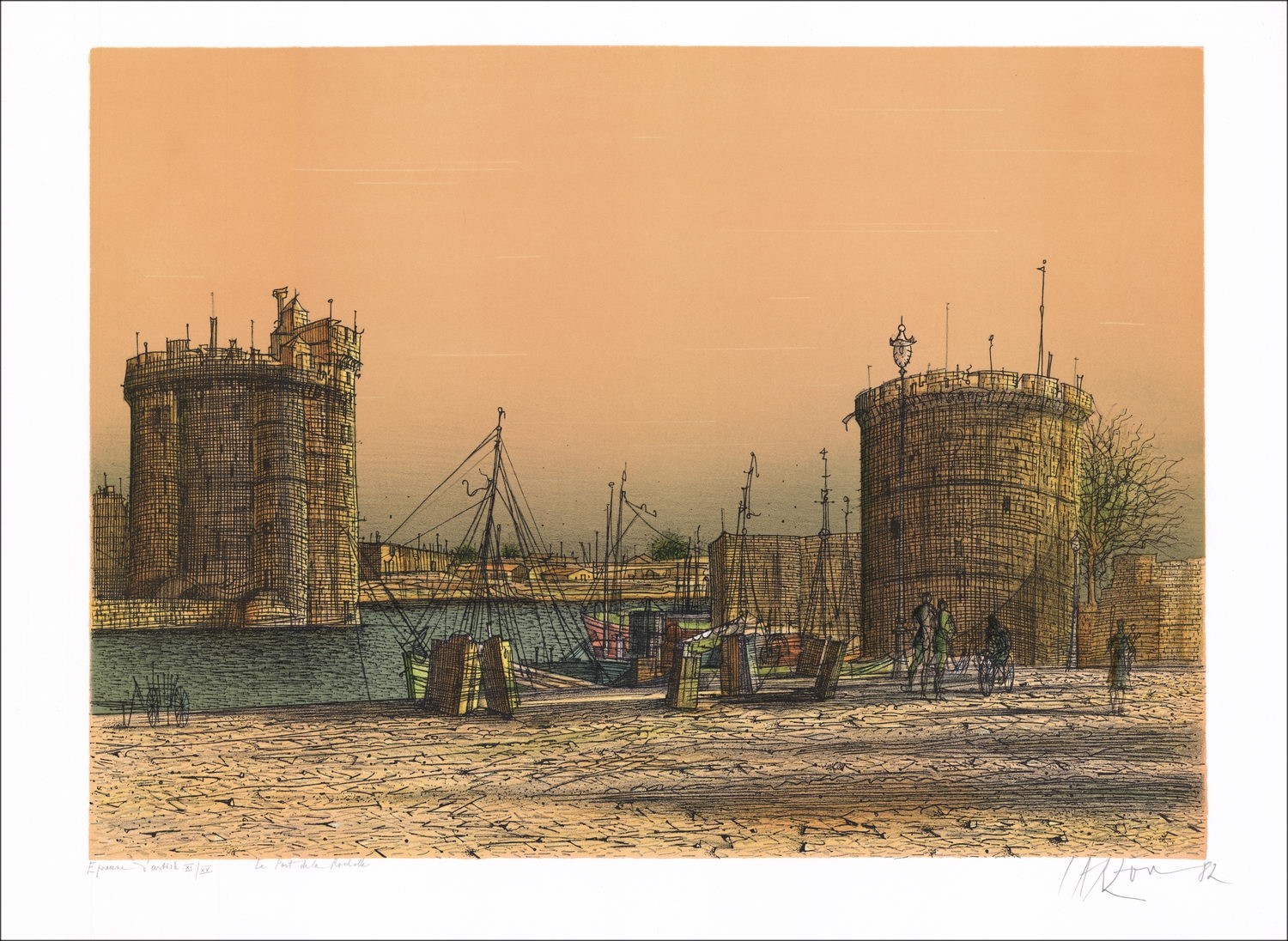 Comprar CARZOU Le Port de la Rochelle Litografía original 54x75cm 1982