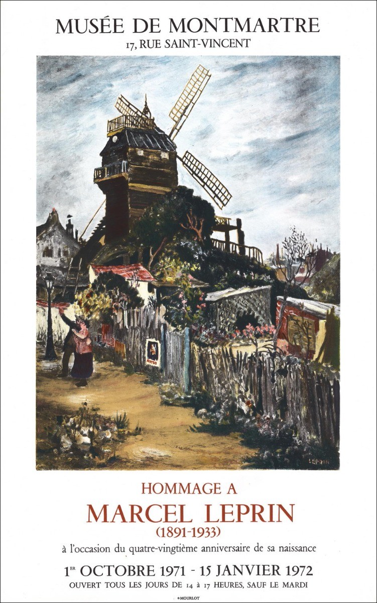 Marcel Leprin - Litografia "Museo della mostra di Montmartre, Parigi" 71x45cm - 1972