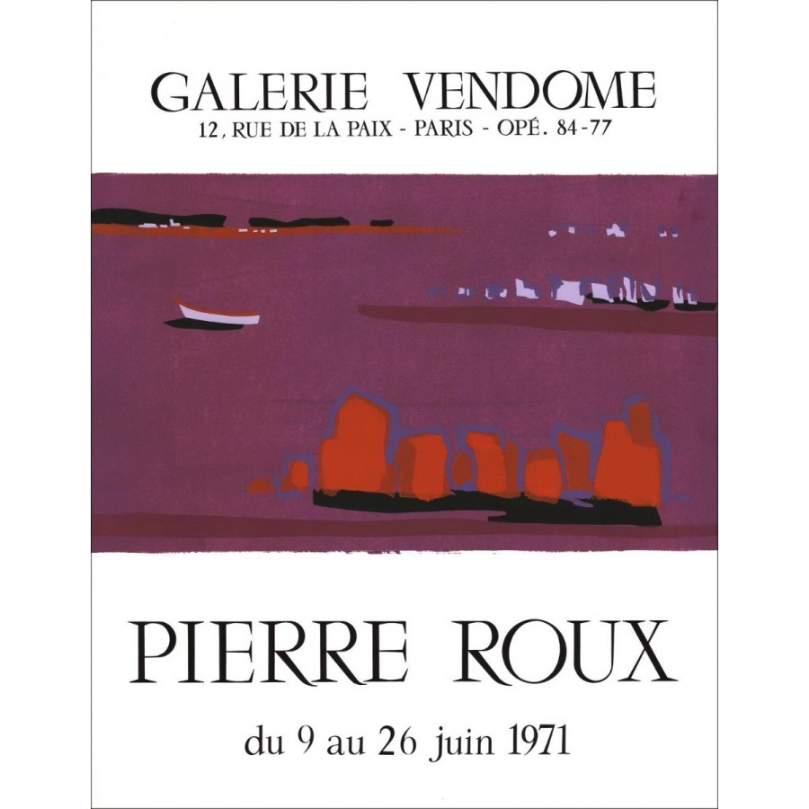 Pierre ROUX - Lithographie "Exposition Galerie Vandome, Paris" 67x51cm - 1971