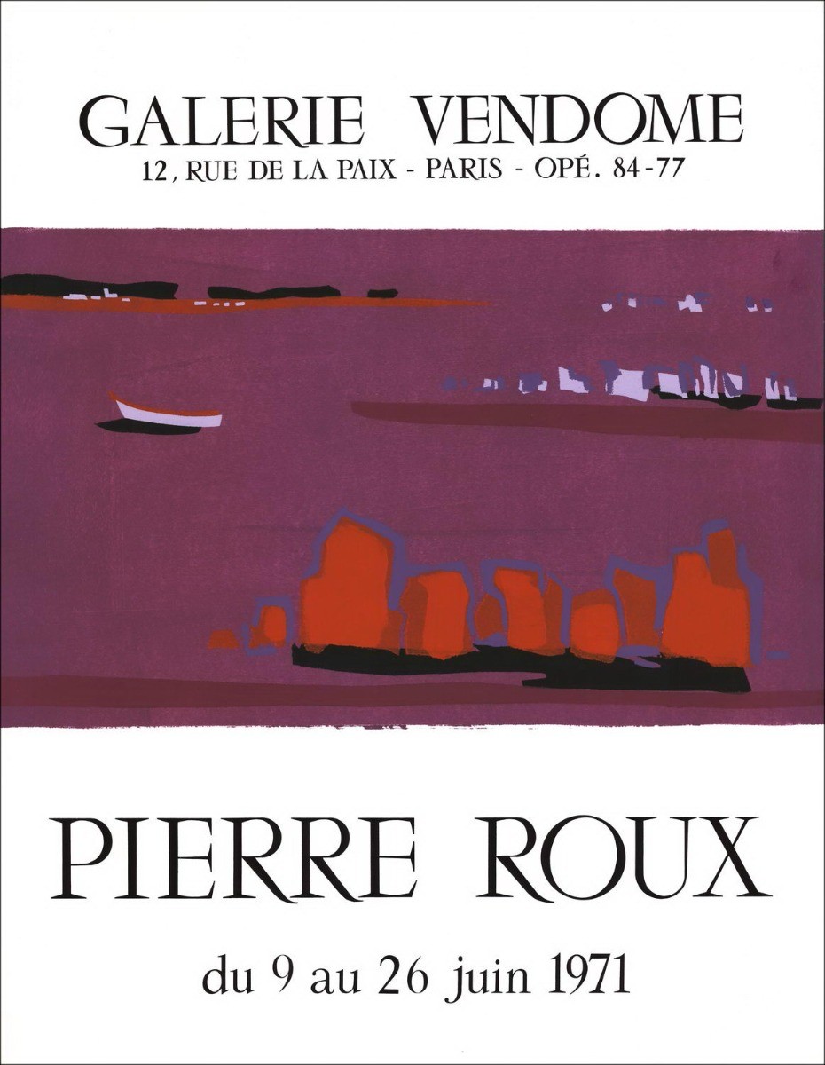 Pierre Roux - LithoGroph "Exhibition Gallery Vandome, Parijs" 67x51cm - 1971