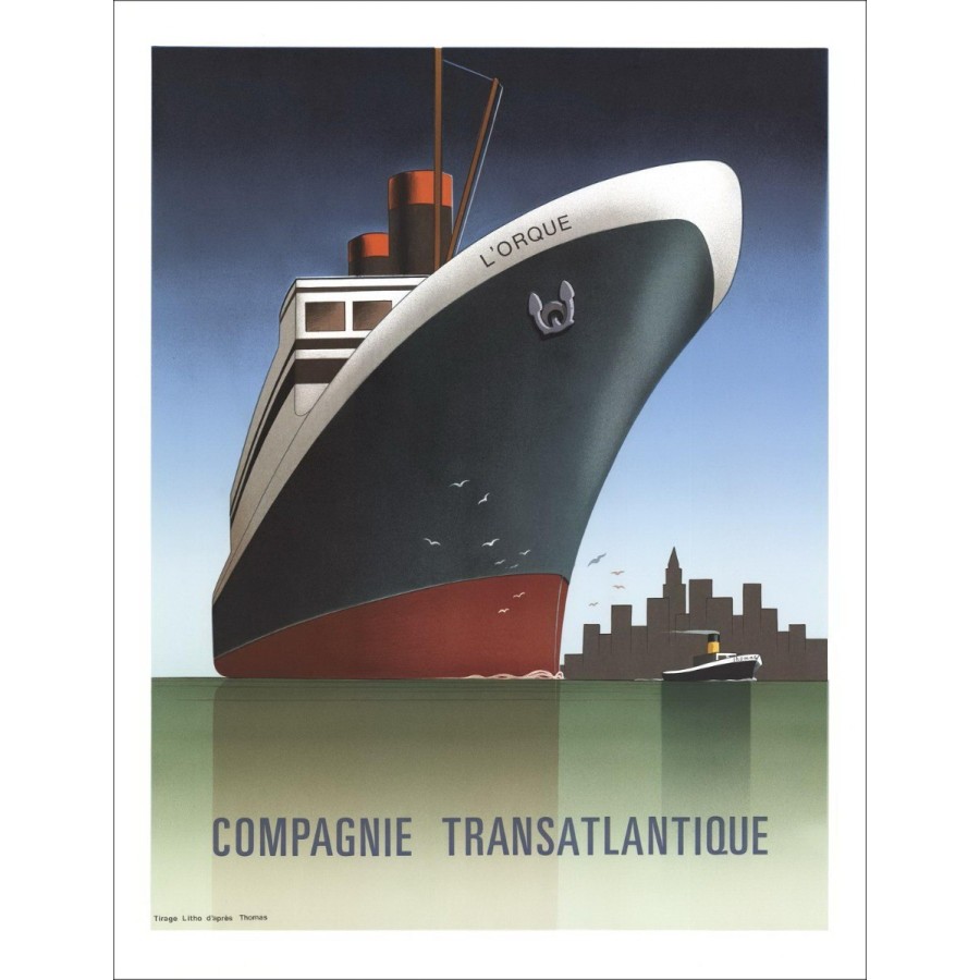 Steven Thomas - Lithographie "Transatlantische Gesellschaft, Packbot" 71x54cm