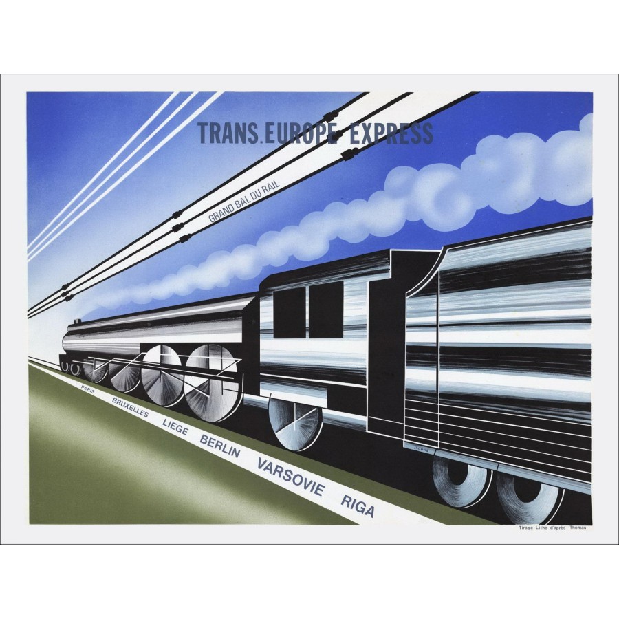 Steven Thomas - LithographieTrans.Europe Express, Zug "57x76cm