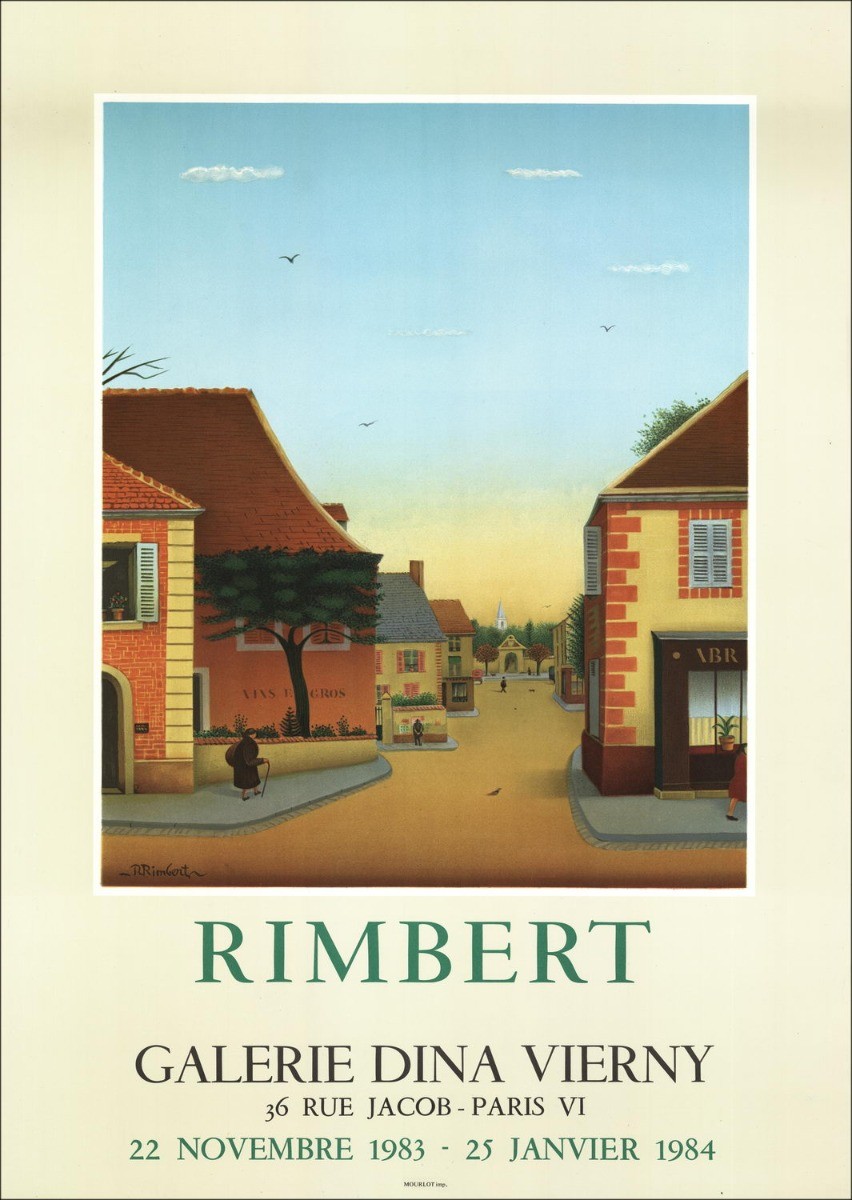 René Rimbert - Lithosche "Tentoonstellingsgalerie Dina Vierny, Parijs" 68x48cm - 1984