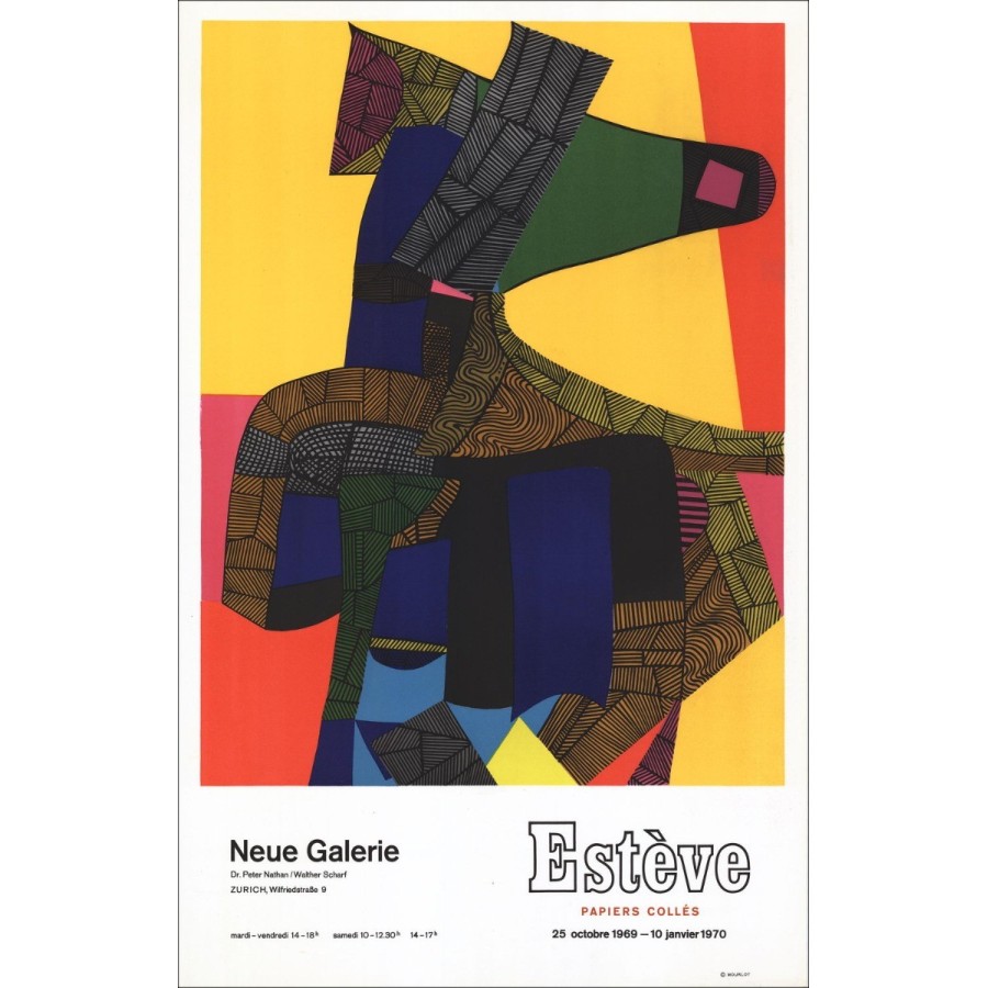 Maurice Estève - Litografía "Exhibición Neue Gallery, Zurich" 85x64cm - 1970
