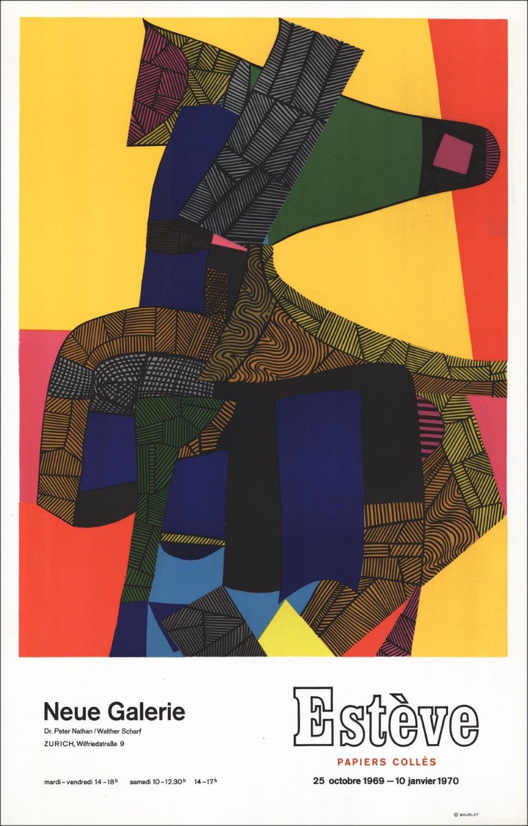Maurice Estève - Lithographie "Ausstellung Neue Galerie, Zürich" 85x64cm - 1970