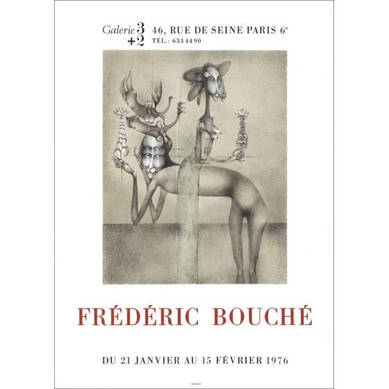 Frédéric Bouché - Litografía "Galería de exposiciones 32, París" 63x46cm - 1976