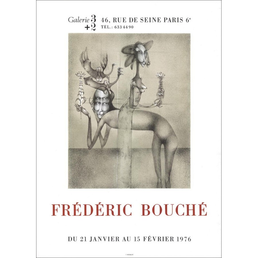 Frédéric Bouché - Lithografie "Exhibition Gallery 32, Parijs" 63x46cm - 1976