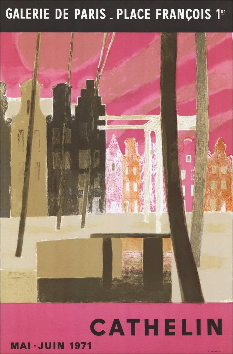 Bernard Cathelin - Lithospiegel "Tentoonstellingsgalerij van Parijs, Parijs" 90x60cm - 1971