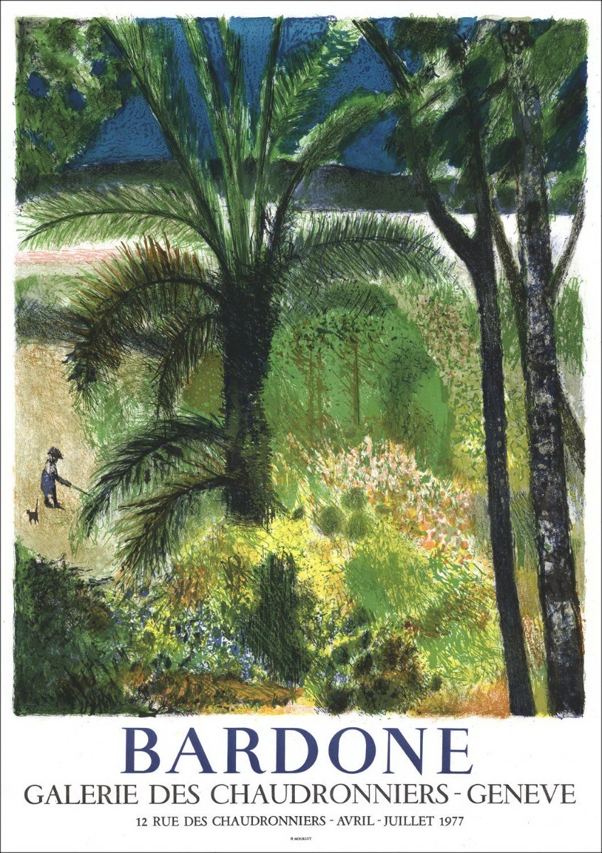 Guy Bardone - Litografia "Mostra galleria di caldaia, Ginevra" 75x53cm - 1977