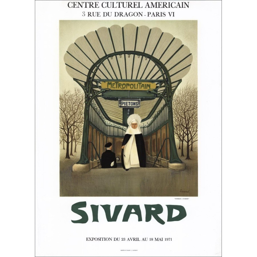 Robert Paul Sivard - Litografia "Esposizione Centro culturale americano, Parigi" 74x55cm - 1971