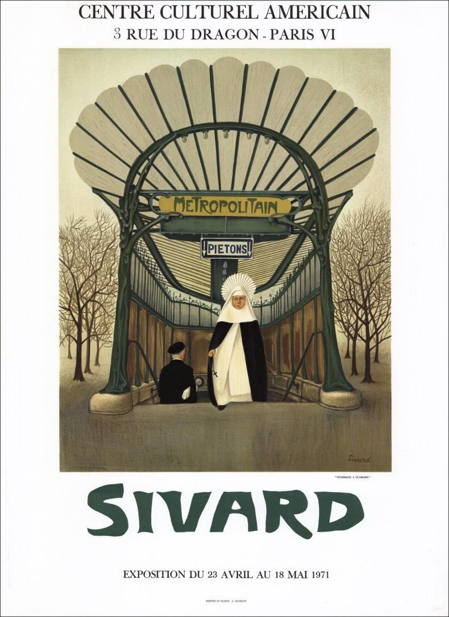 Robert Paul SIVARD - Lithograph "Exhibition American Cultural Center, Paris" 74x55cm - 1971