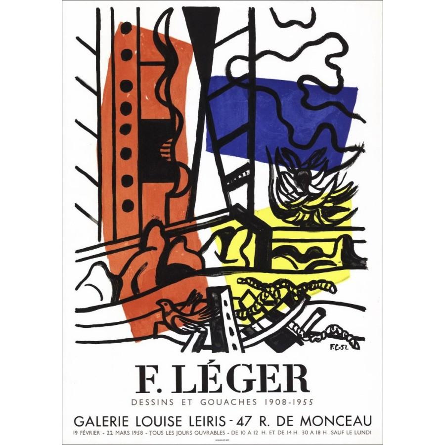 "Galleria fiera Louise Leiris, Parigi" De Fernand Léger 1958 - Litografia originale