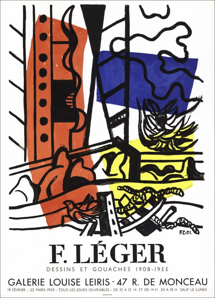 "Galleria fiera Louise Leiris, Parigi" De Fernand Léger 1958 - Litografia originale