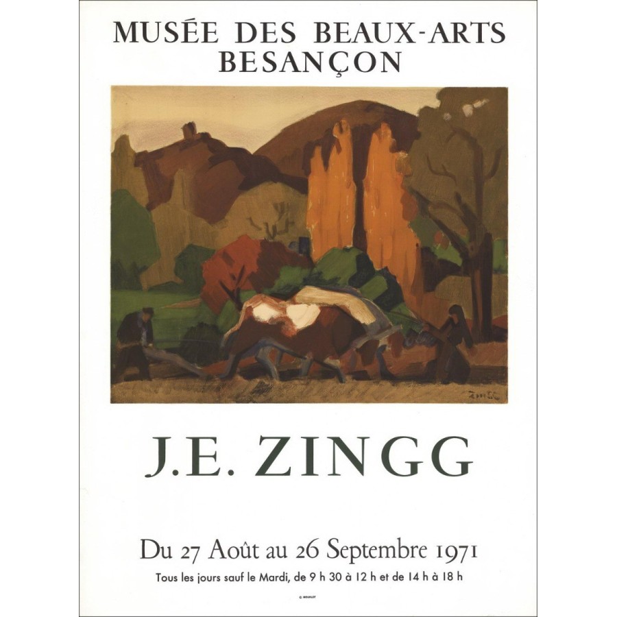 Jules-Émile Zingg - Litografia "Museo della mostra di Belle Arti, Besançon" 72x53cm - 1971