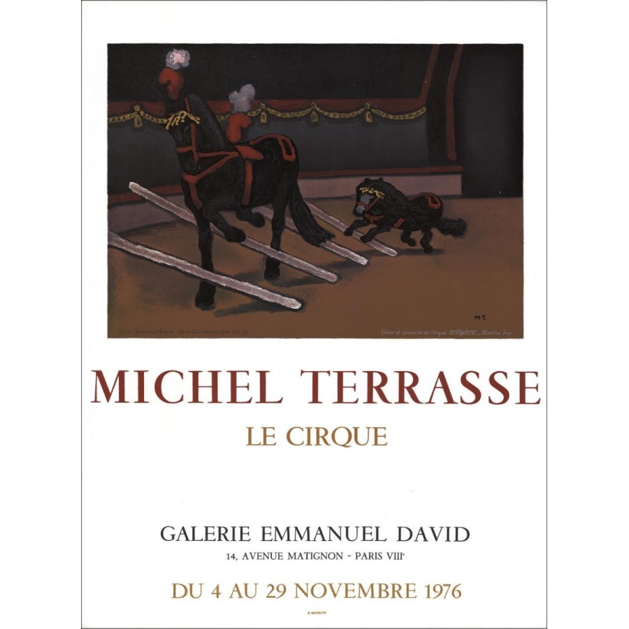 Michel TERRASSE - Lithographie "Exposition Galerie Emmanuel David, Paris" 72x54cm - 1976 - Affiche originale MOURLOT