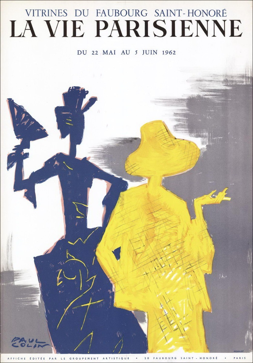 Paul Colin - Lithographie "Das Pariser Leben, Showcases der Faubourg Saint-Honoré" 70x48cm - 1962 - Original Poster Mourlot