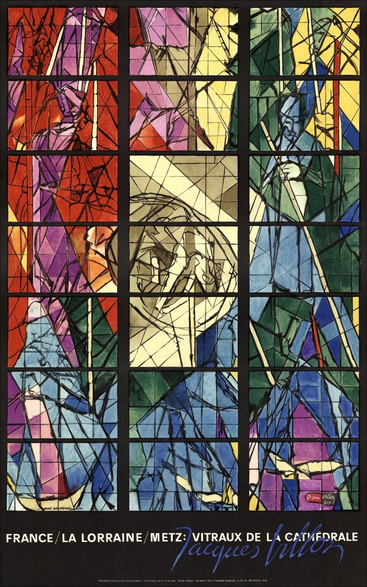 Jacques Villon - Lithographie "Frankreich / Lorraine / Metz Buntglaskathedrale" 100x62cm - 1962 - Original Poster Mourlot