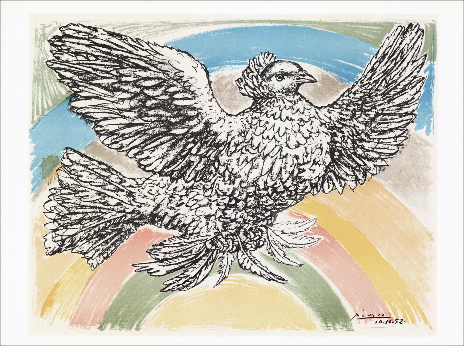 "Colomb to the Rainbow" uit Picasso 1952 - Gecertificeerde lithografie