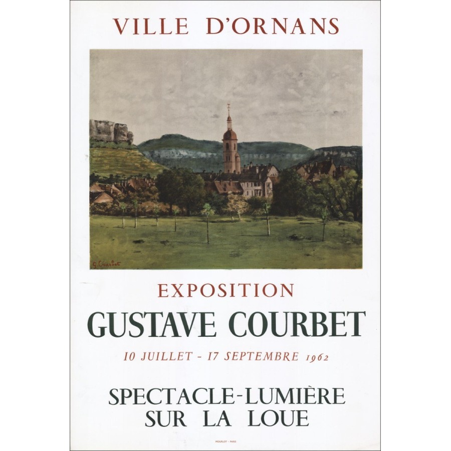 Gustave Courbet - Litografia "Courbet Exhibition, City of Ornans" 74x50cm - 1962 - Manifesto originale Mourlot