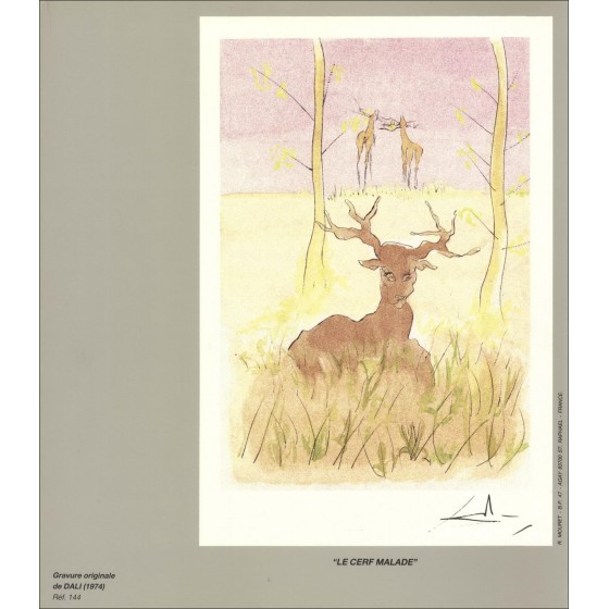 Salvador DALI - Originalgravur "Der Bestiarium des Brunnens, der Krankenhirsch"