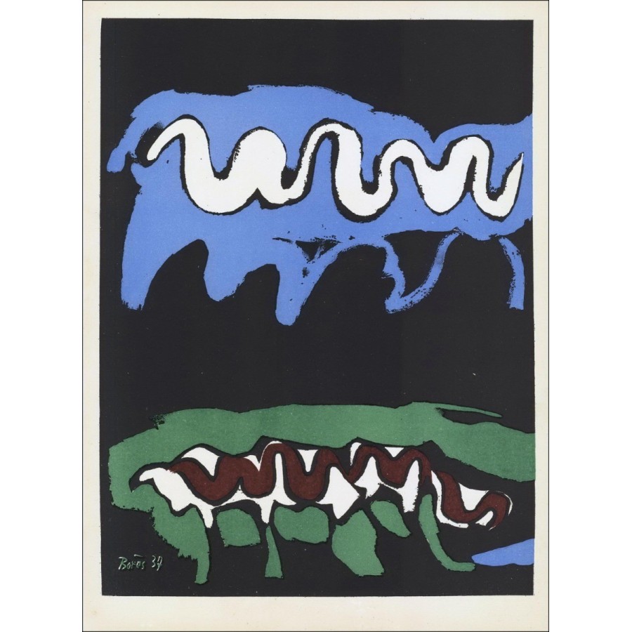 Francisco Bores - Litografia originale "Composizione, Terra" 35x26cm - 1937