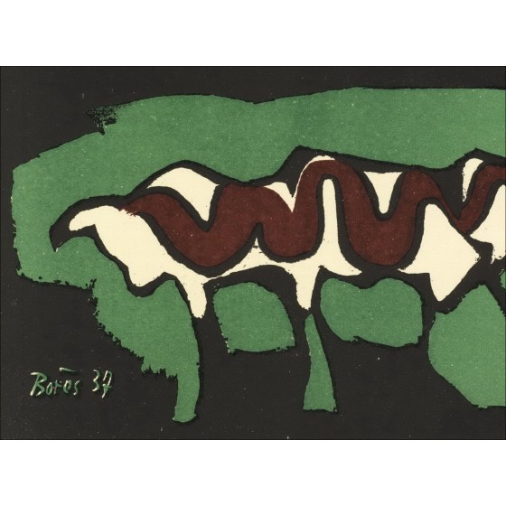 Francisco Bores - Litografia originale "Composizione, Terra" 35x26cm - 1937