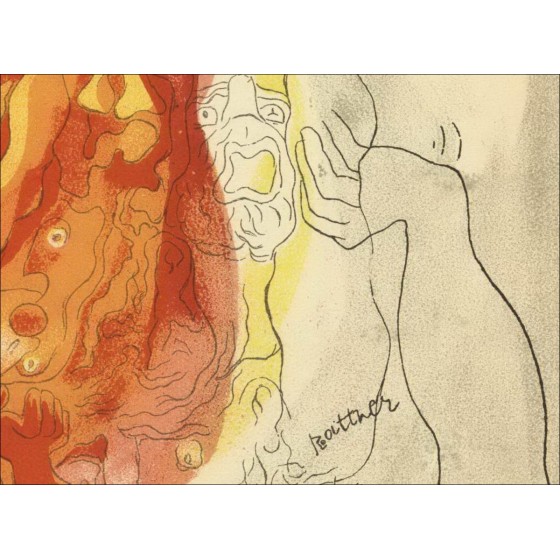 Abraham Rattner - Litografia originale "Composizione, fuoco" 35x26cm - 1937