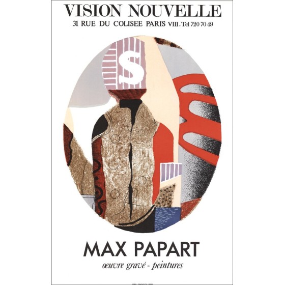 Max Papart - Litografía "Galería de exposiciones VISION NEW, PARIS" 75x48cm - 1980