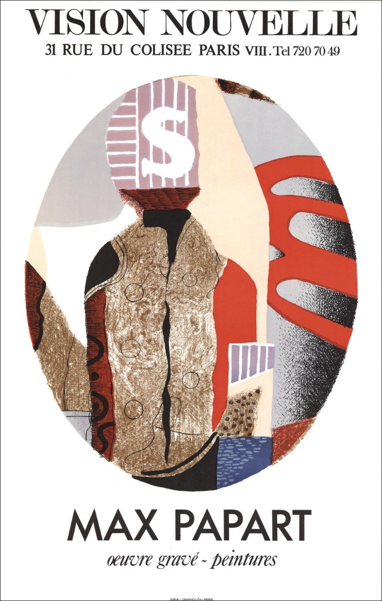 Max Papart - Litografia "Galleria fiera Vision New, Paris" 75x48cm - 1980