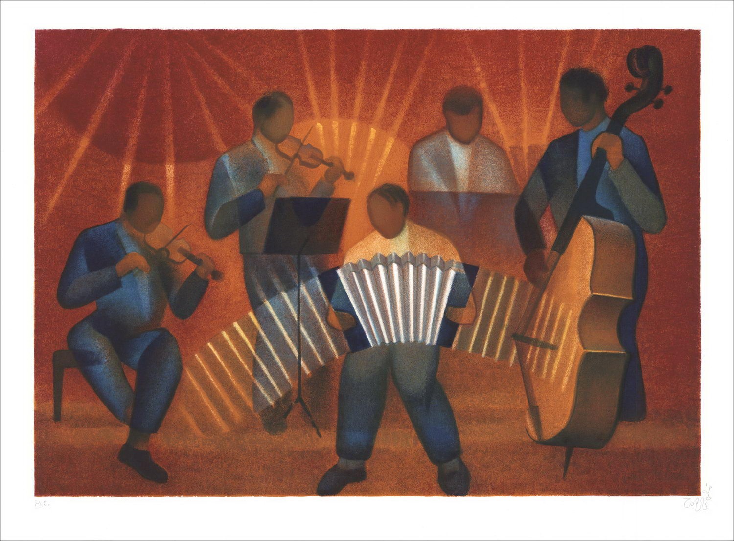 Kauf Original Lithographie Louis Toffoli Die Ball Musette 1989