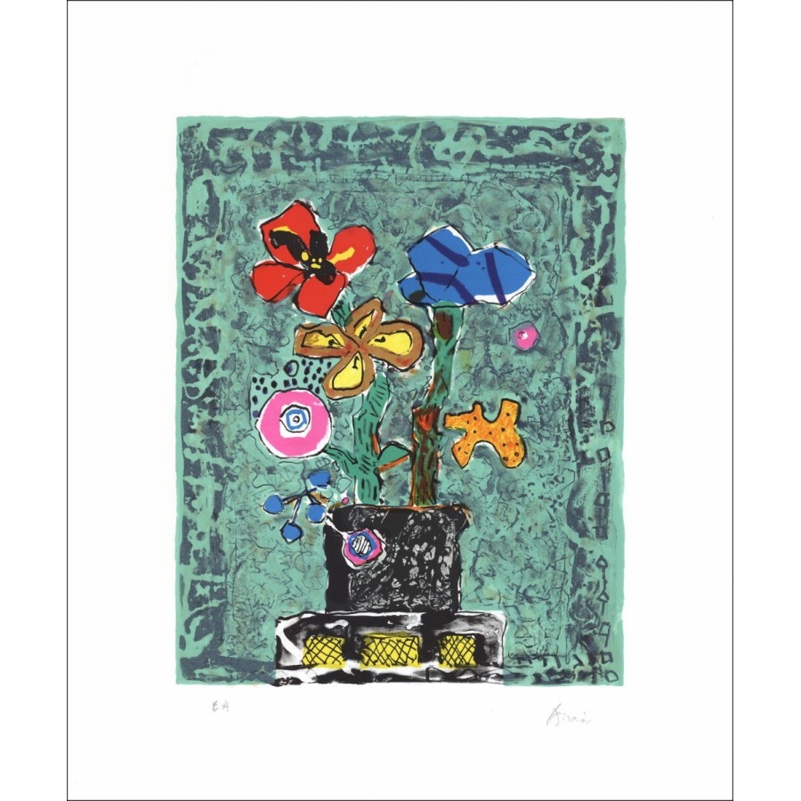Paul AïZPIRI - Original Lithograph "The bouquet of flowers 08" 53x44cm