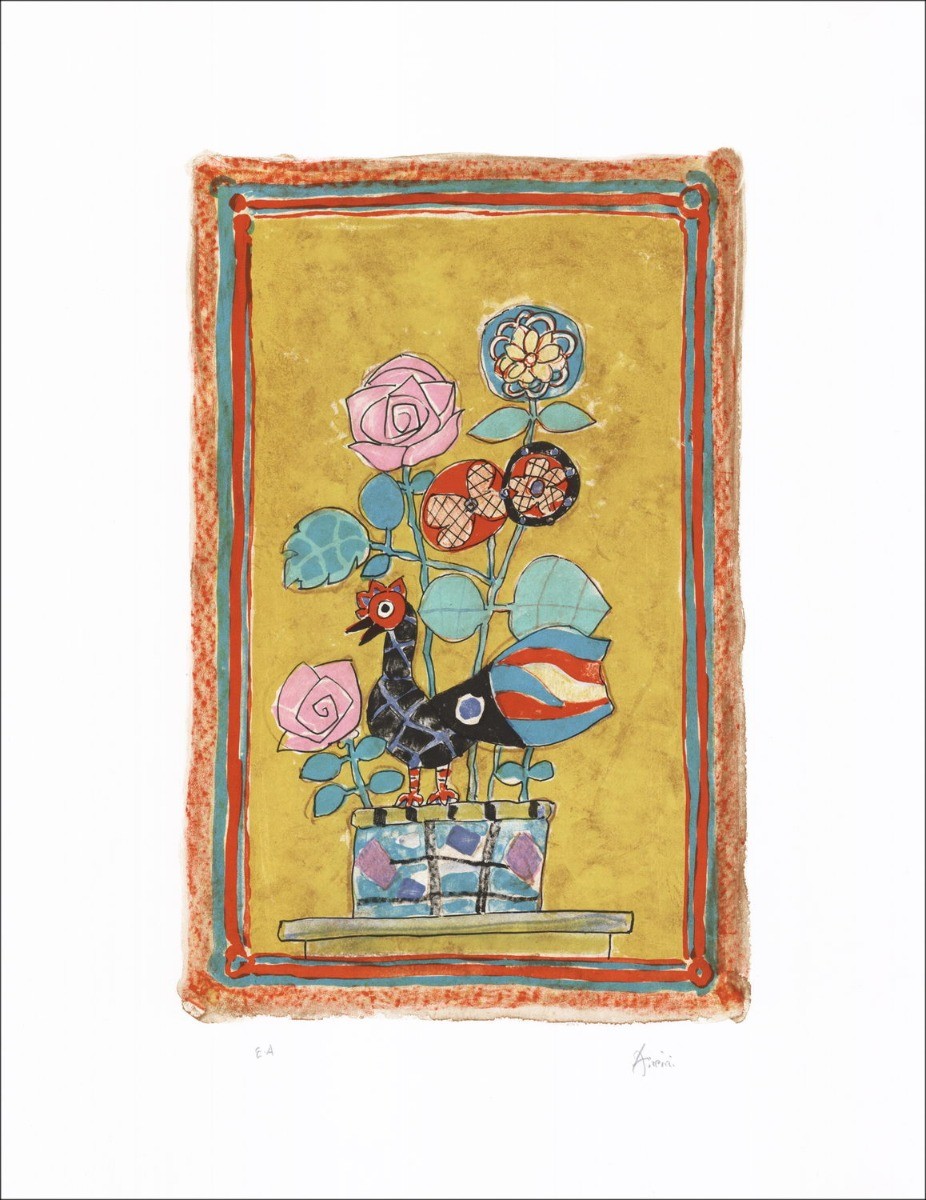 Paul Aïzpiri - Originele Litho "Het boeket van bloemen 09" 65x50cm