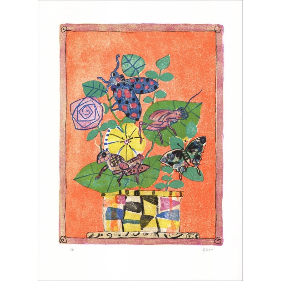 Il bouquet di fiori un litografia originale di Paul Aïzpiri 