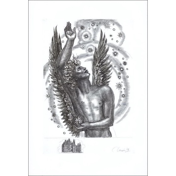 Albert DECARIS - Charakter - Originalgravur mit Meißel 57x38cm - signiert und nummeriert in Bleistift 