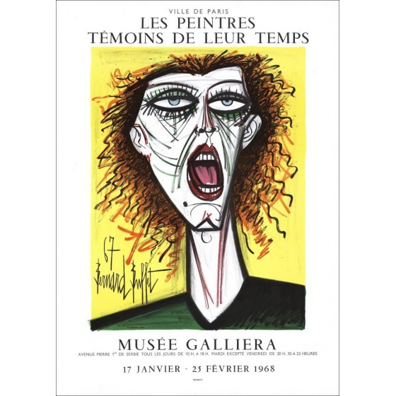 Koop Bernard Buffet Lithografie Tentoonstelling Galliera Museum, Parijs 1968