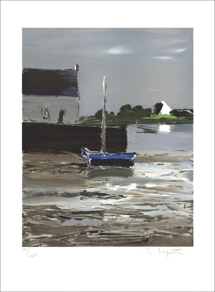 Georges Laporte - Original-Lithographie "Das blaue Boot" 50x37cm - signiert und nummeriert im Bleistift