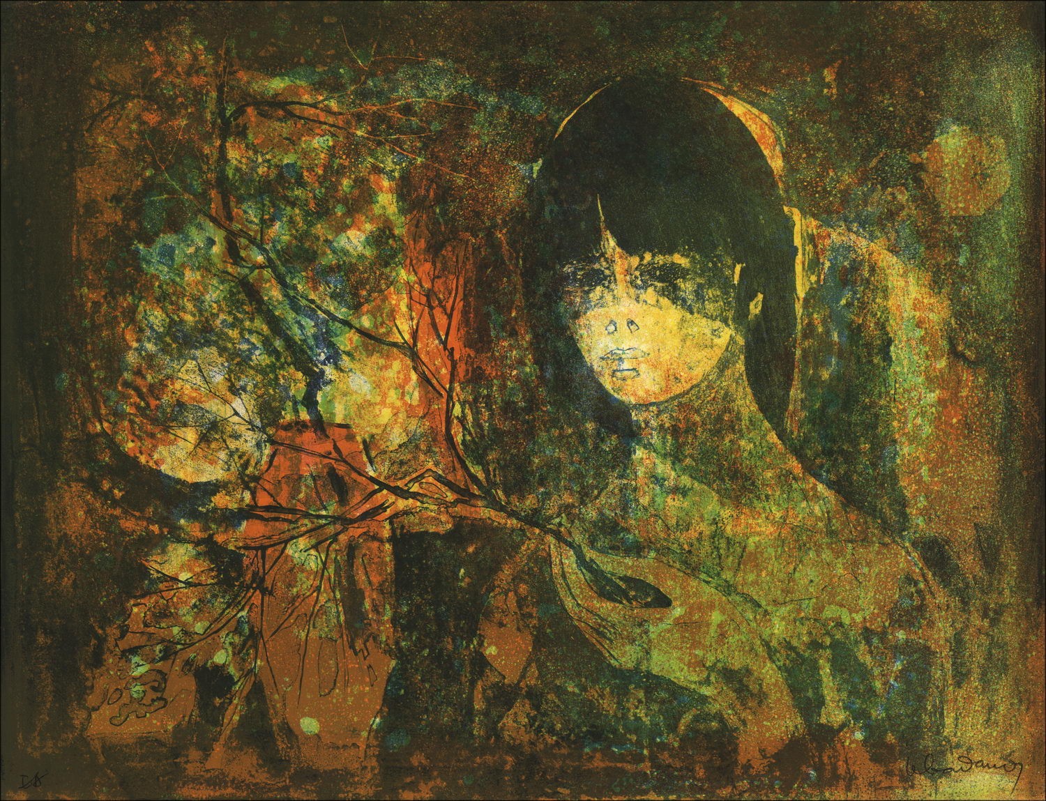 LeBadang - Litografia originale "Composizione alla giovane donna" 49x64cm