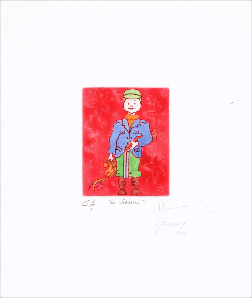 Bernard VERCRUYCE - Original lithograph, The hunter