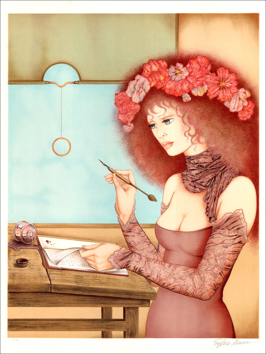 Sophie BUSSON - Lith Origin Original "De inktvlek" - 75x56cm getekend met potlood