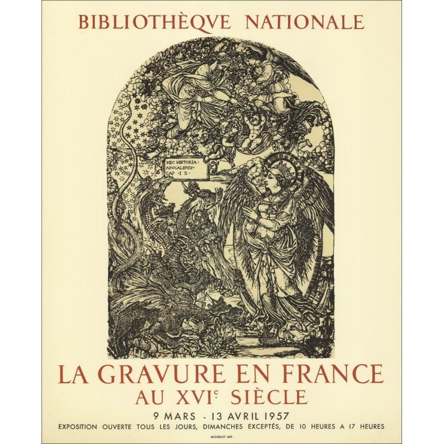 Jean DUVET - Lithograph "Exhibition Bibliothèque nationale, la etching en France, Paris" 57x46cm - 1957