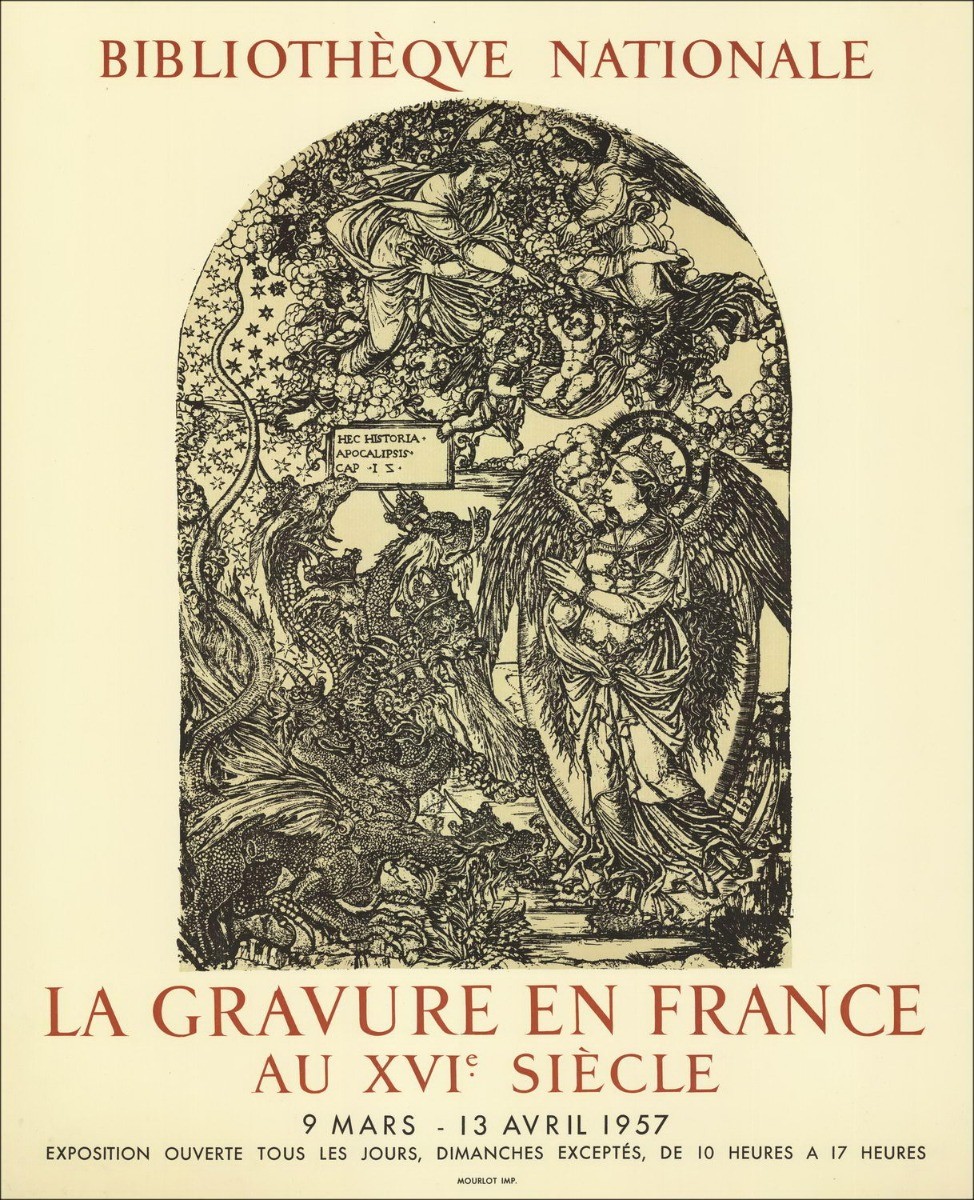 Jean DUVET - Lithograph "Exhibition Bibliothèque nationale, la etching en France, Paris" 57x46cm - 1957