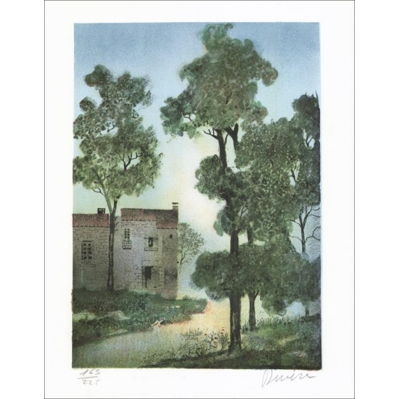 Antonio Rivera - Litografia originale "Il Paese Amleto" 37x25cm
