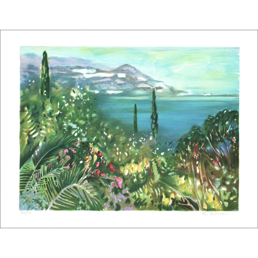 BLOUIN Georges - Original Lithograph "The Mediterranean Bay" signed and numbered in pencil