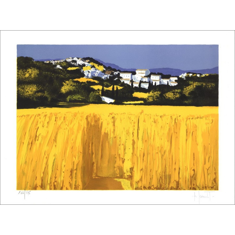 Patrick REAULT : Le Champ de Blés, Lithographie originale sur papier Vélin