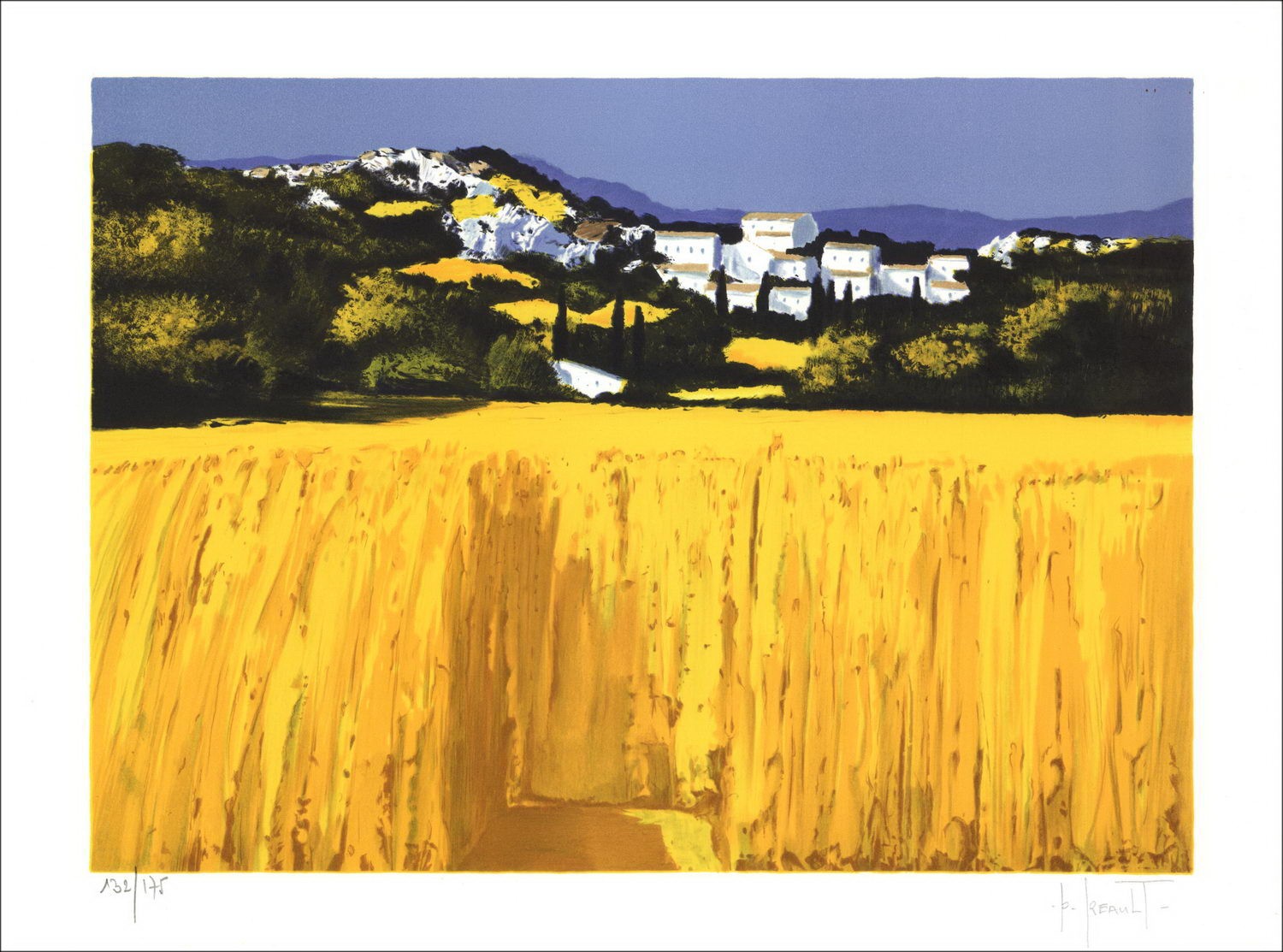 Patrick REAULT : Le Champ de Blés, Lithographie originale sur papier Vélin