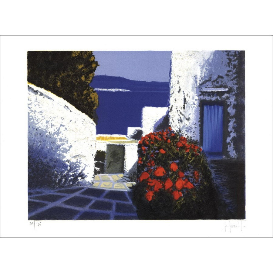 Patrick REAULT : Le Village sur la Mer, Lithographie originale sur papier Vélin