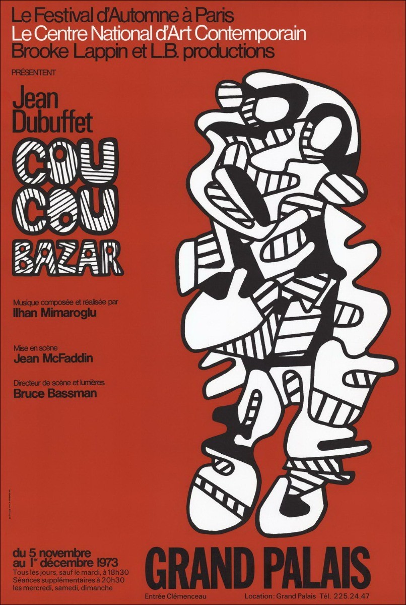 Jean Dubuffet - Zeefdruk "Tentoonstelling in het Grand Palais, Parijs" 72x48cm - 1973