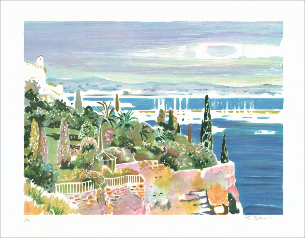 BLOUIN Georges - Litografia originale "Vista sul mare" firmata e numerata a matita